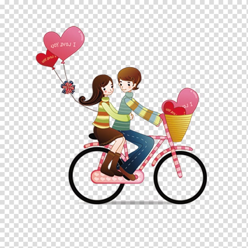 couple Love Romance, Cartoon couple, couple riding bike transparent background PNG clipart
