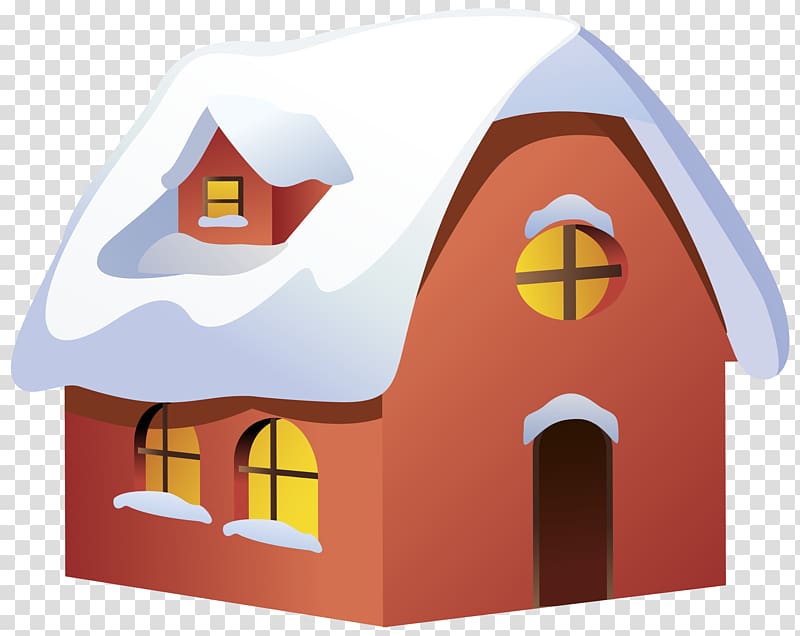 red, yellow, and white house illustration, Winter House , Winter House transparent background PNG clipart