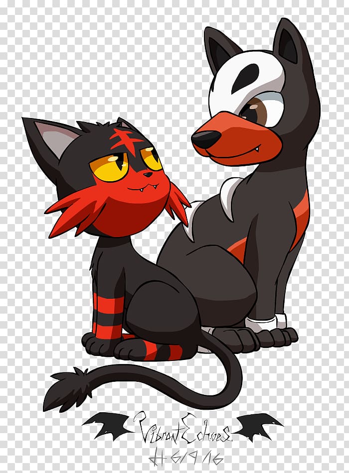 Cat Pokémon Sun and Moon Houndour Litten, Black Red background transparent background PNG clipart