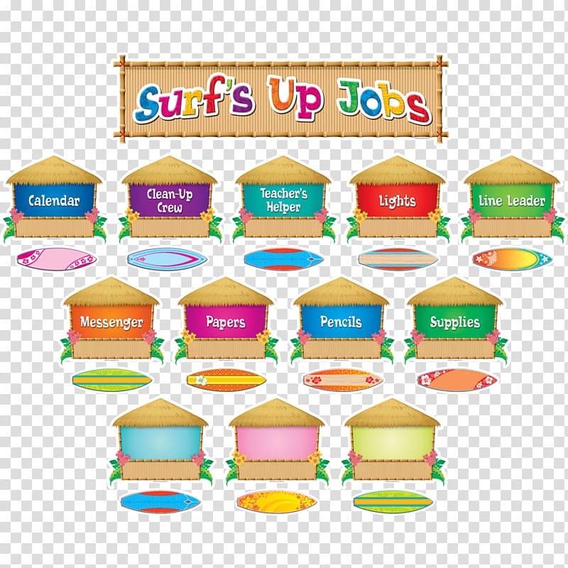 Bulletin board Surf's Up Teacher Student Job, cleaners classroom transparent background PNG clipart