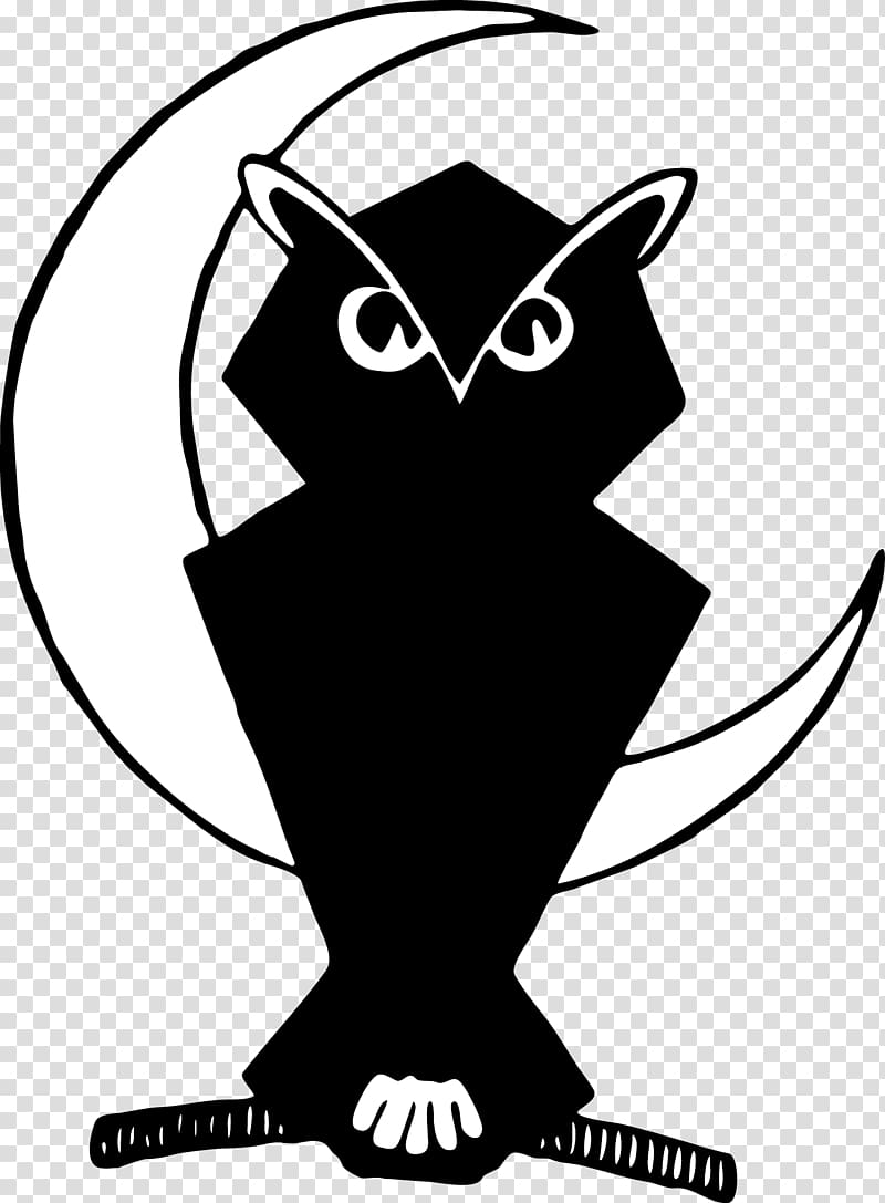 Beak Owl Silhouette Line art , Owl moon transparent background PNG clipart