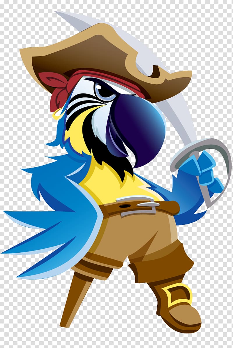 macao pirate holding sword , Pirate Parrot Piracy Cartoon, Pirate Parrot transparent background PNG clipart