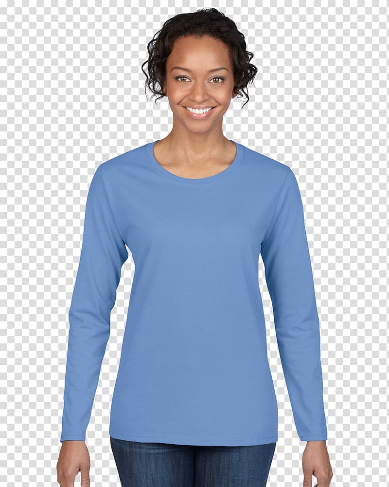 Long-sleeved T-shirt Gildan Activewear Blue, shirt transparent background PNG clipart