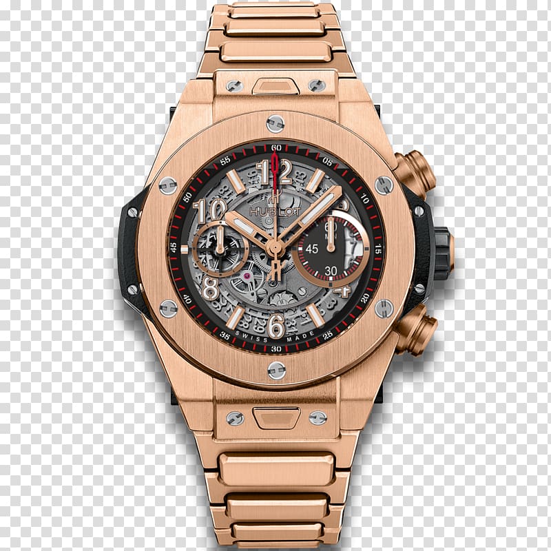 Hublot Watch Gold Chronograph Jewellery, Watch transparent background PNG clipart