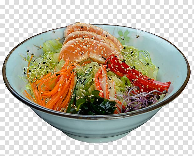Namul Soba Leaf vegetable Wakame Salad, salmon Salad transparent background PNG clipart