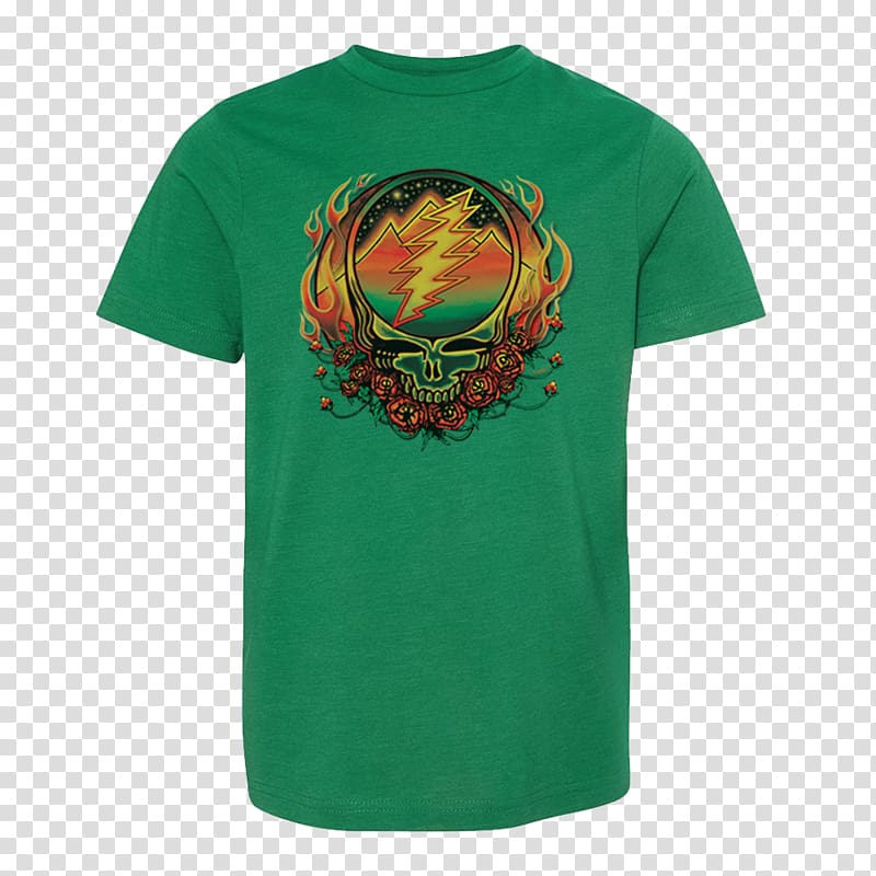 T-shirt Grateful Dead Bluza Fire Hoodie, green fire transparent background PNG clipart