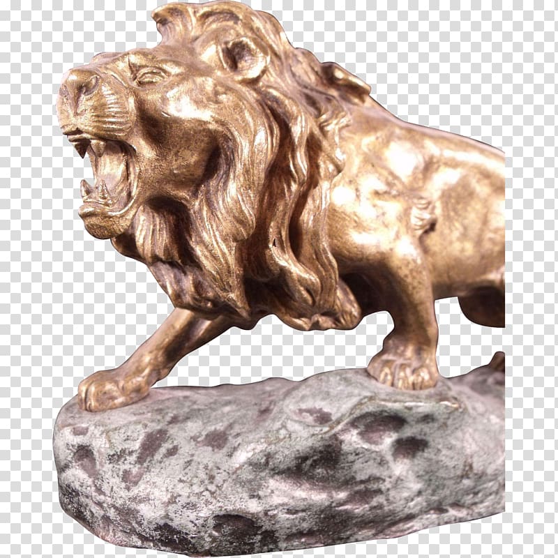 Bronze sculpture Lion Stone carving, bronze transparent background PNG clipart