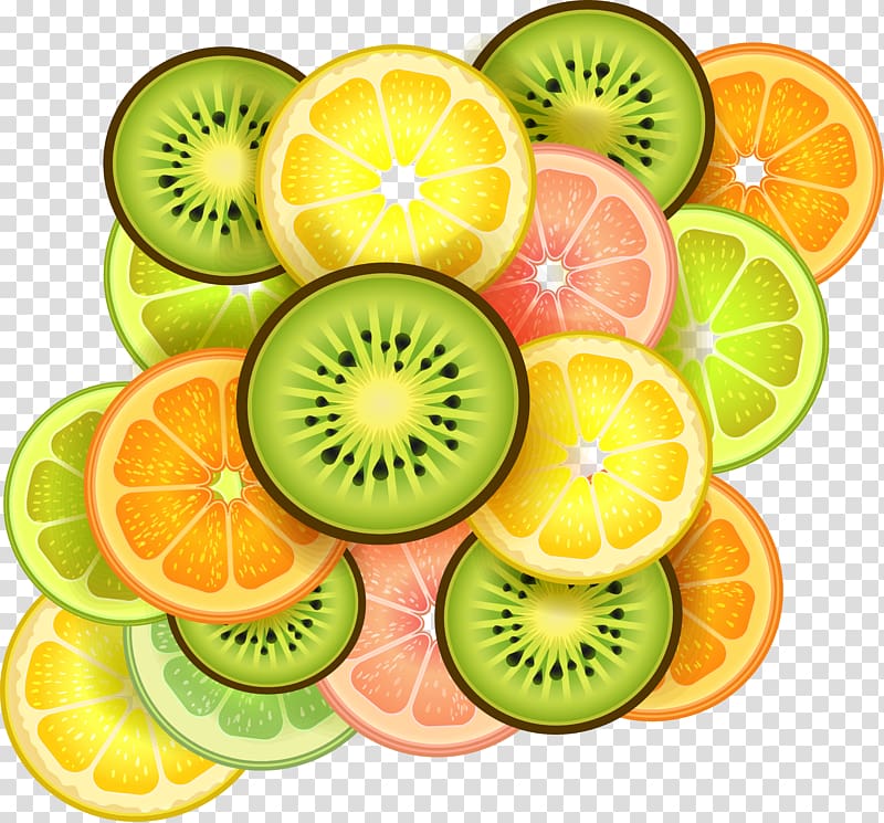 Fruit Slice Orange, Kiwi and orange grapefruit and other cartoon material transparent background PNG clipart