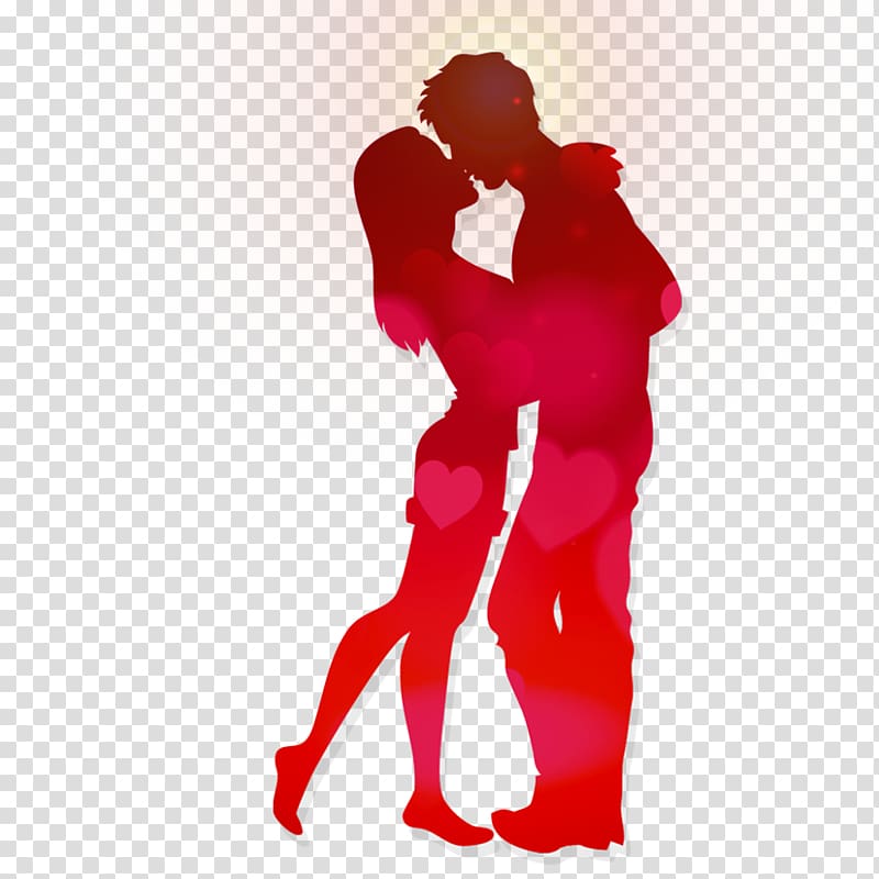 silhouette of man and woman kissing, Kiss couple Love Intimate relationship Passion, Cartoon couple silhouettes creative transparent background PNG clipart