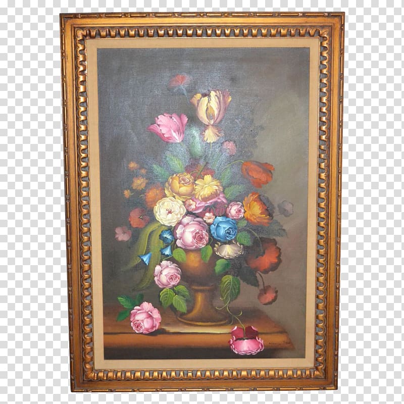 Still Life with Flowers on a Marble Tabletop Vase of Flowers Oil painting, painting transparent background PNG clipart