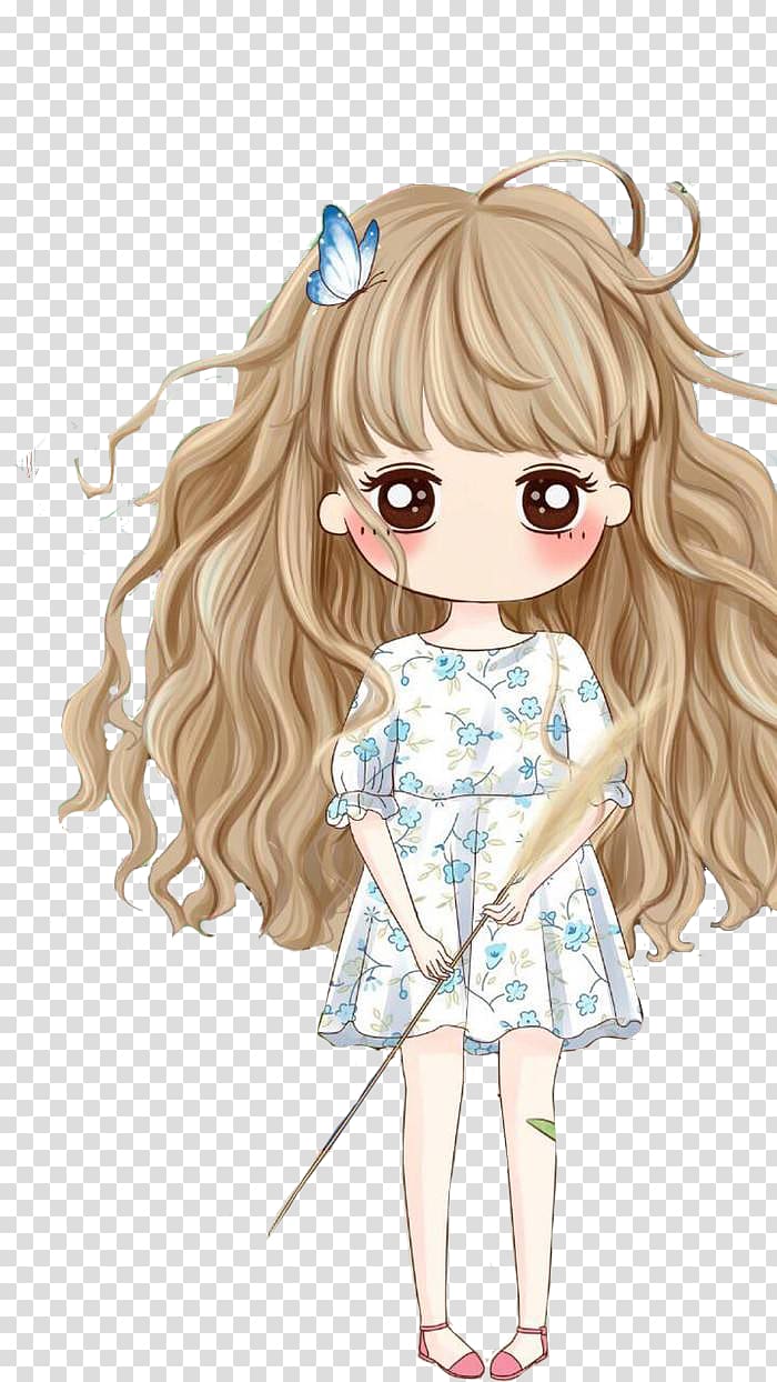 brown-haired female illustration, Girl Cartoon Cuteness Drawing Illustration, Cartoon cartoon cute girl transparent background PNG clipart