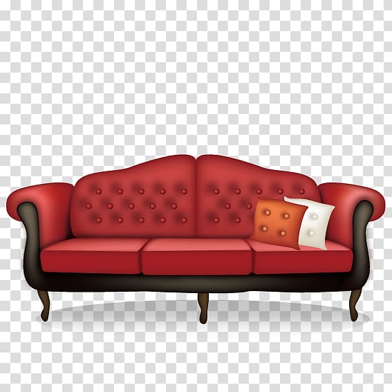 Couch Living room Table Loveseat Red, Red elongated Queen Sofa transparent background PNG clipart