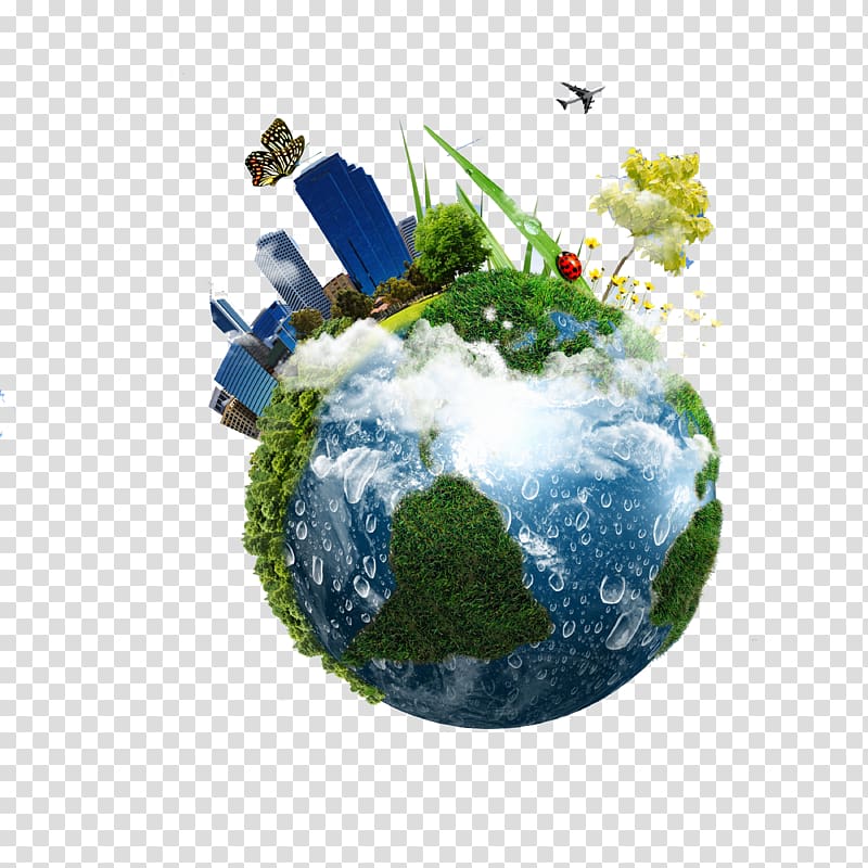 planet earth , Earth Green building , Green Earth City Creative HQ transparent background PNG clipart