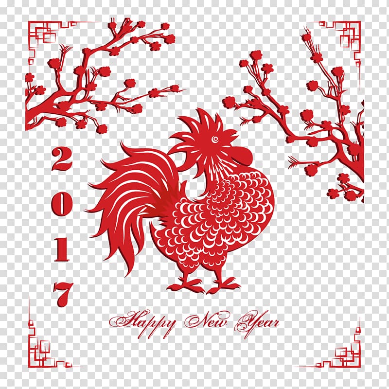 Chinese New Year Rooster New Years Day, Year of the Rooster,Chinese New Year,new Year,Joyous transparent background PNG clipart