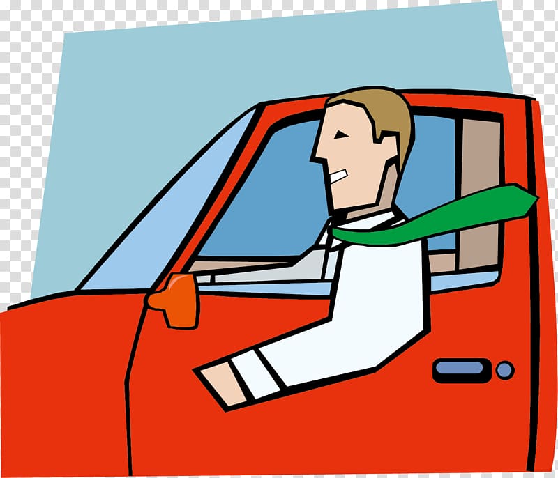 White-collar worker Cartoon Character, Hand-painted cartoon driving male white-collar transparent background PNG clipart