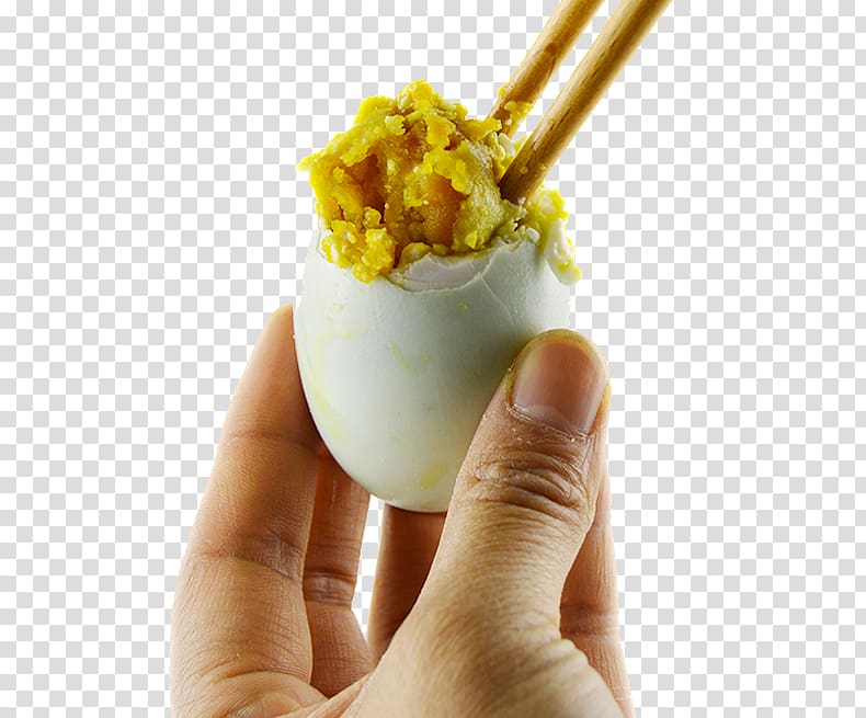 Salted duck egg Yolk, Chopsticks pick out the duck egg yolk transparent background PNG clipart