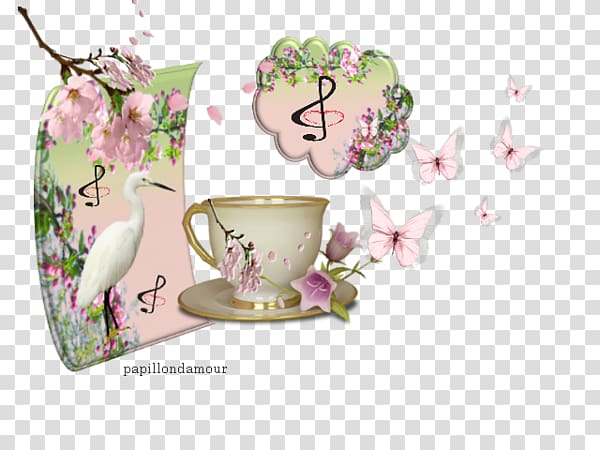 Coffee cup Porcelain Saucer, 3d magnolia transparent background PNG clipart