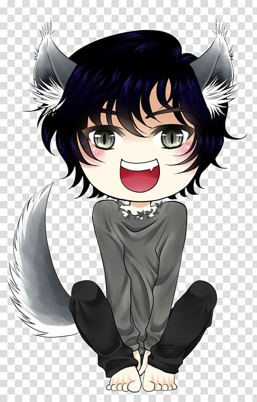 Gray wolf Chul-Soo Chibi Anime Drawing, Song Joong-ki transparent background PNG clipart