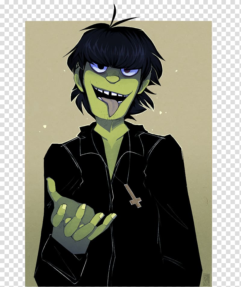 Mangaka Supervillain Black hair, gorillaz murdoc transparent background PNG clipart