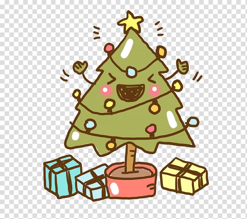 Christmas tree Gift , Hand-painted Christmas tree potted transparent background PNG clipart