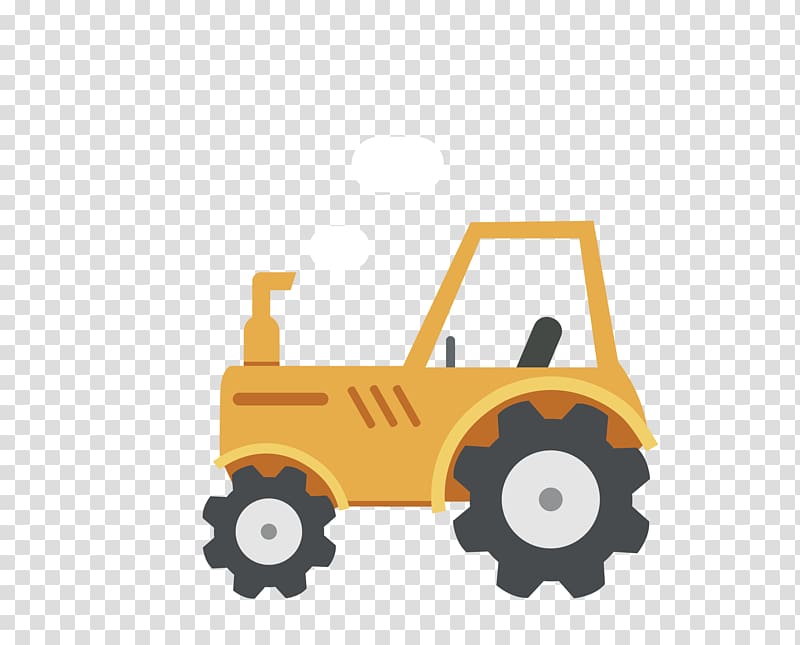 Tractor , yellow agricultural tractor transparent background PNG clipart