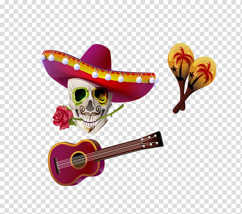 Cinco de Mayo , Guitar Skull Hats transparent background PNG clipart