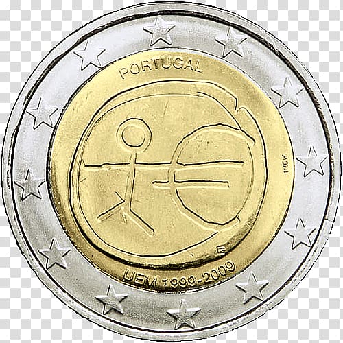 Portuguese euro coins Portugal 2 euro coin, Coin transparent background PNG clipart