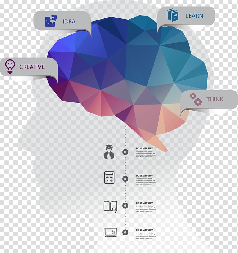 Infographic Brain Human head, Creative brain function information material transparent background PNG clipart