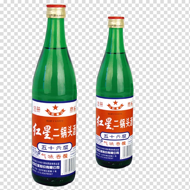 Baijiu Erguotou Wine Maotai, Red star Erguotou transparent background PNG clipart
