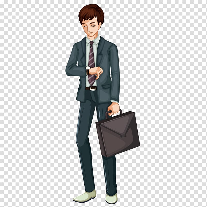 Businessperson Illustration, Look at the time of fresh meat transparent background PNG clipart