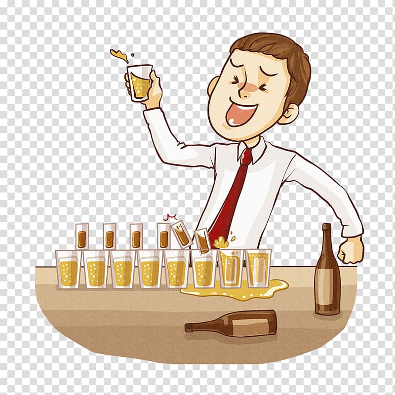 man wearing red necktie and holding drinking glass , Wine Alcohol intoxication Alcoholic drink Illustration, A man with a cartoons and a drunken man transparent background PNG clipart