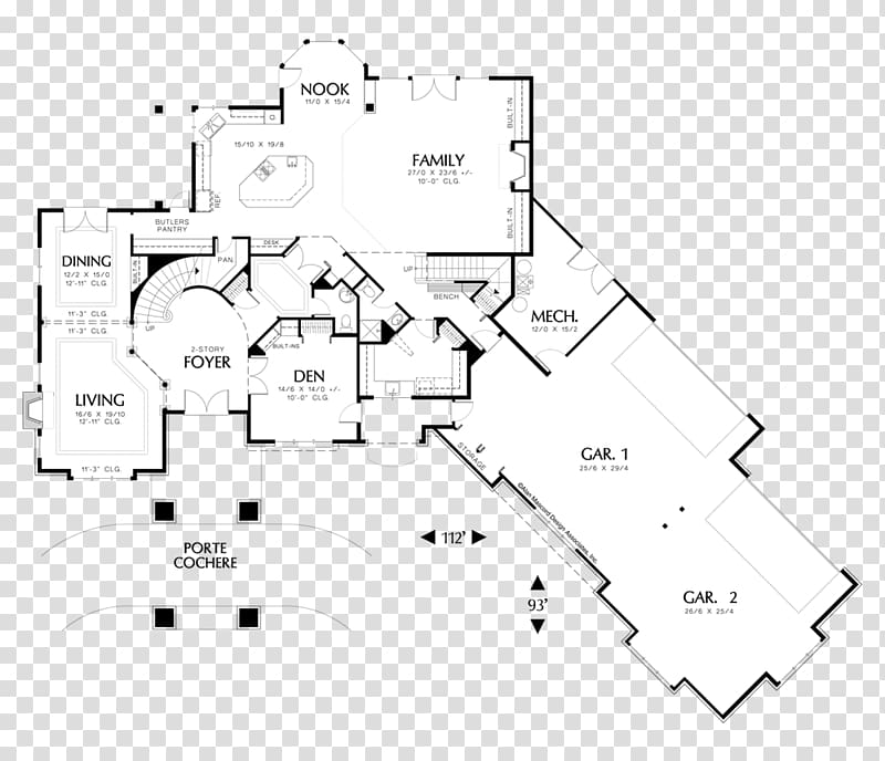 House plan Courtyard Ranch-style house Floor plan, truss with light/undefined transparent background PNG clipart