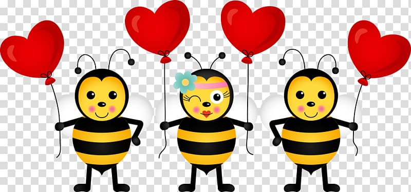 Bee , Take heart-shaped balloons Bee transparent background PNG clipart