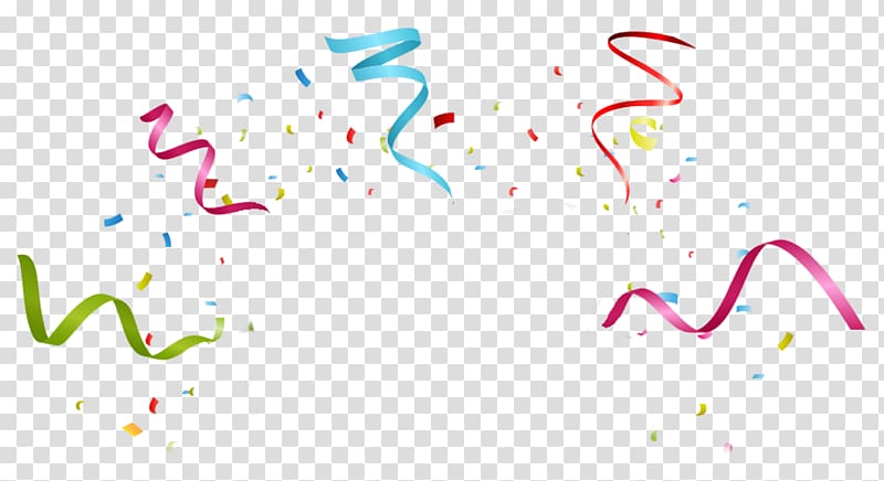 Party Ribbon Birthday , Colorful fireworks ribbons, red, blue, and green ribbon and confetti illustration transparent background PNG clipart