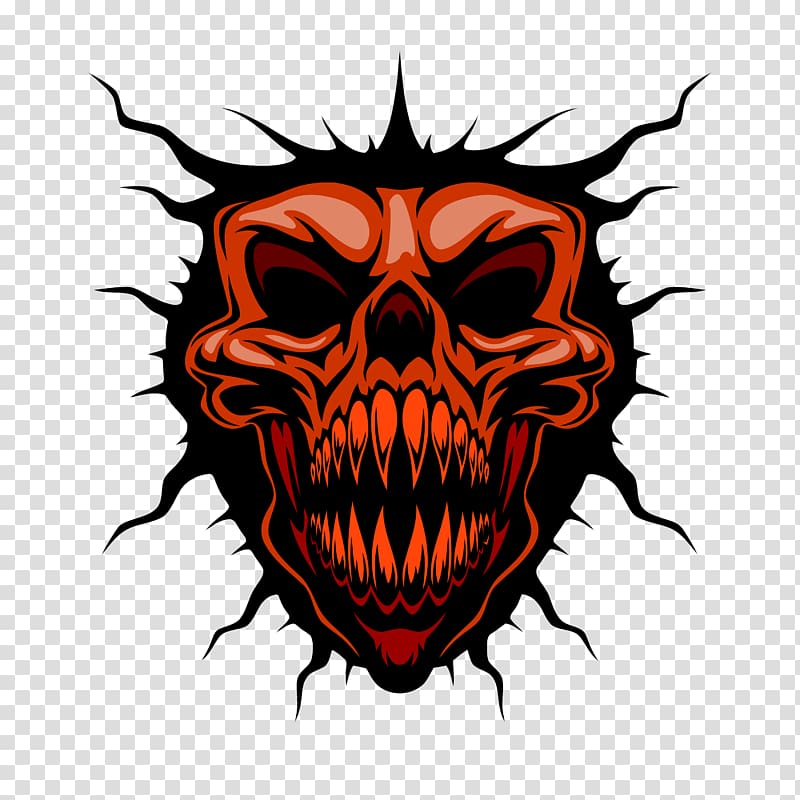 red and black skull illustration, Skull Illustration, Horror Cartoon Devil material transparent background PNG clipart