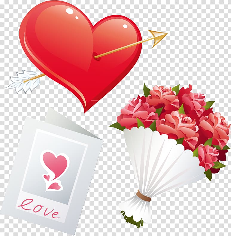 Flower bouquet , Happy marriage posters material Heart Flowers transparent background PNG clipart