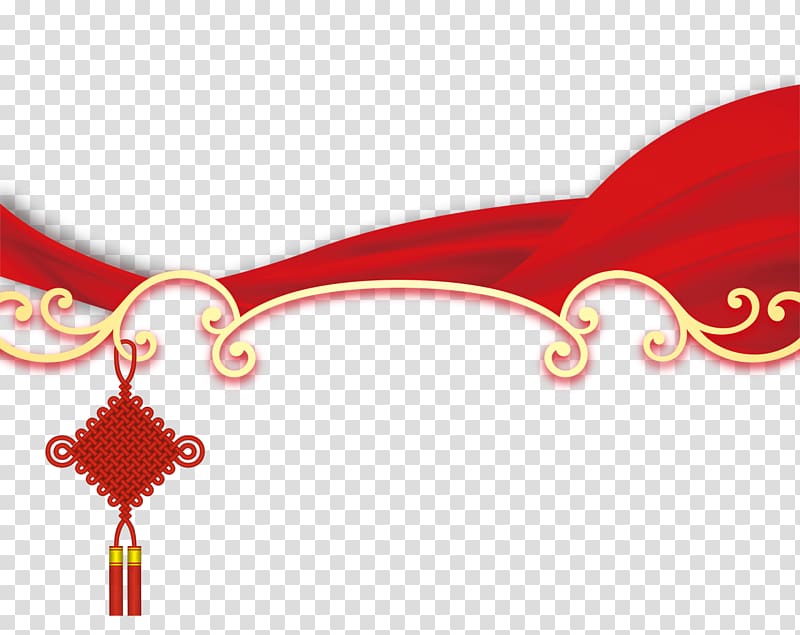 red silk chinese knot decorative border transparent background PNG clipart