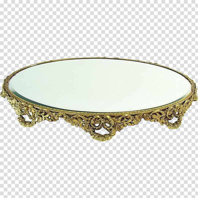 Table Gold plating Mirror Platter, table transparent background PNG clipart