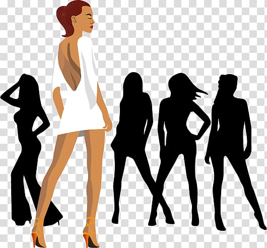 Backless dress Halterneck Silhouette, Beautiful women wearing halter silhouette material transparent background PNG clipart