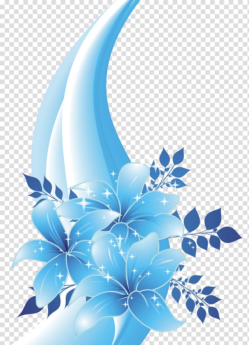 blue lily flower illustration, Blue flower Blue flower, Blue Ice transparent background PNG clipart