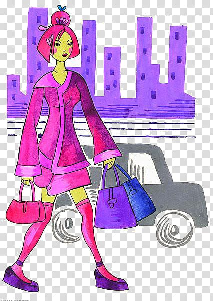 Woman , Cartoon woman shopping transparent background PNG clipart