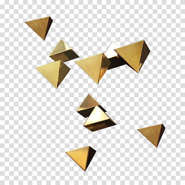 Three-dimensional space Triangle Chemical element Computer file, Stereo triangle gold frame element transparent background PNG clipart