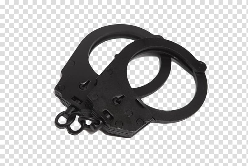 Handcuffs, Black hand-painted metal handcuffs transparent background PNG clipart
