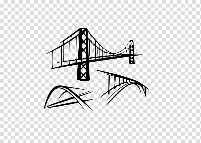 Bridge illustration Illustration, can edit black and white Yangtze River Bridge transparent background PNG clipart
