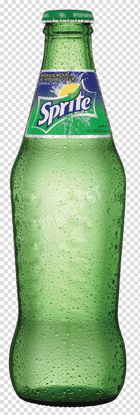 green Sprite beverage bottle, Sprite Glass Bottle transparent background PNG clipart