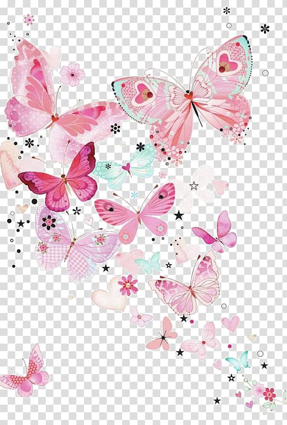 Pink butterflies Bedroom Wallpaper  TenStickers