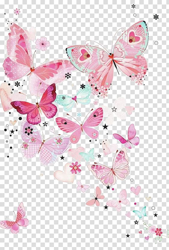 pink butterfly background transparent background PNG clipart