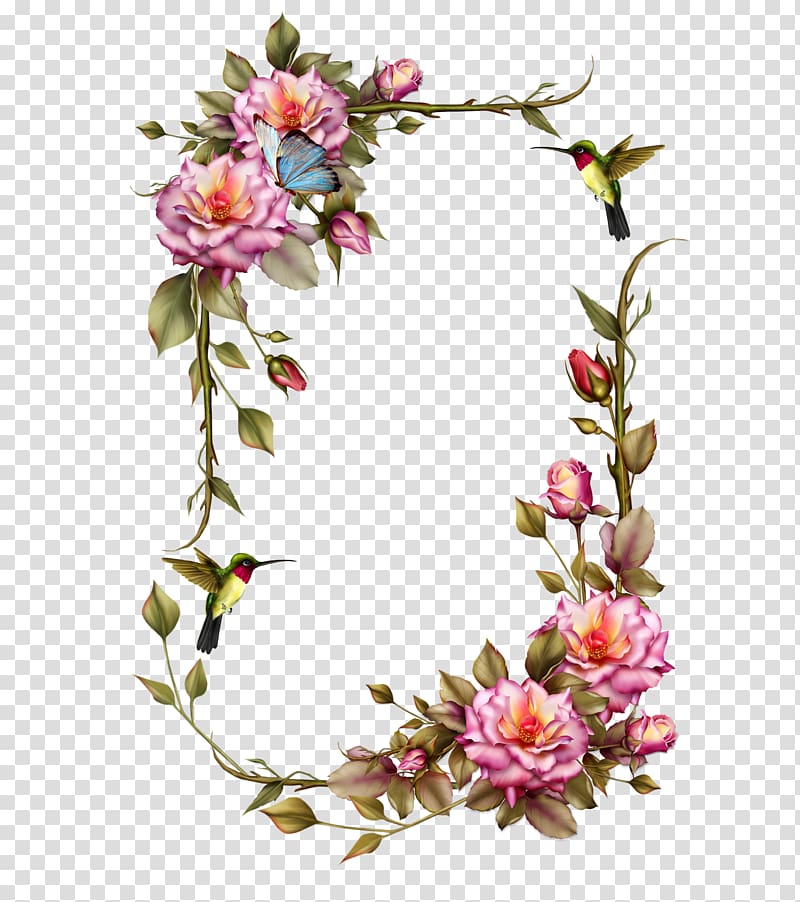 pink petaled flower illustration, Borders and Frames Frames Flower Wreath , rose frame transparent background PNG clipart