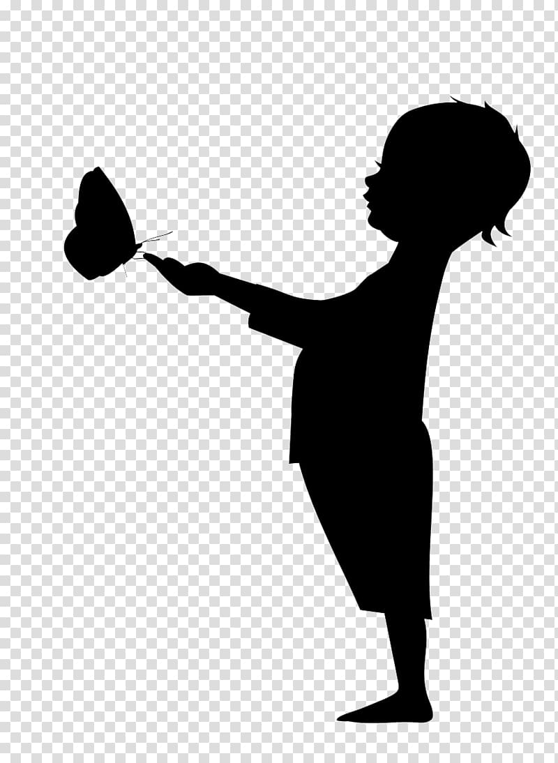 Child Silhouette Illustration, Children and the Butterfly transparent background PNG clipart