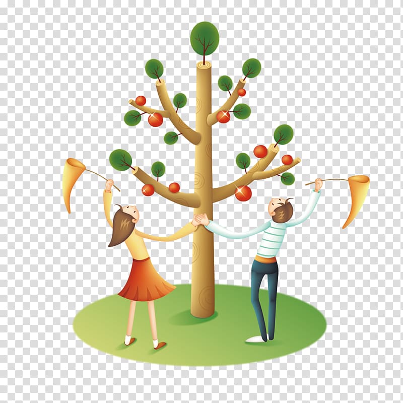 Auglis Cartoon Tree Illustration, Cartoon apple trees transparent background PNG clipart